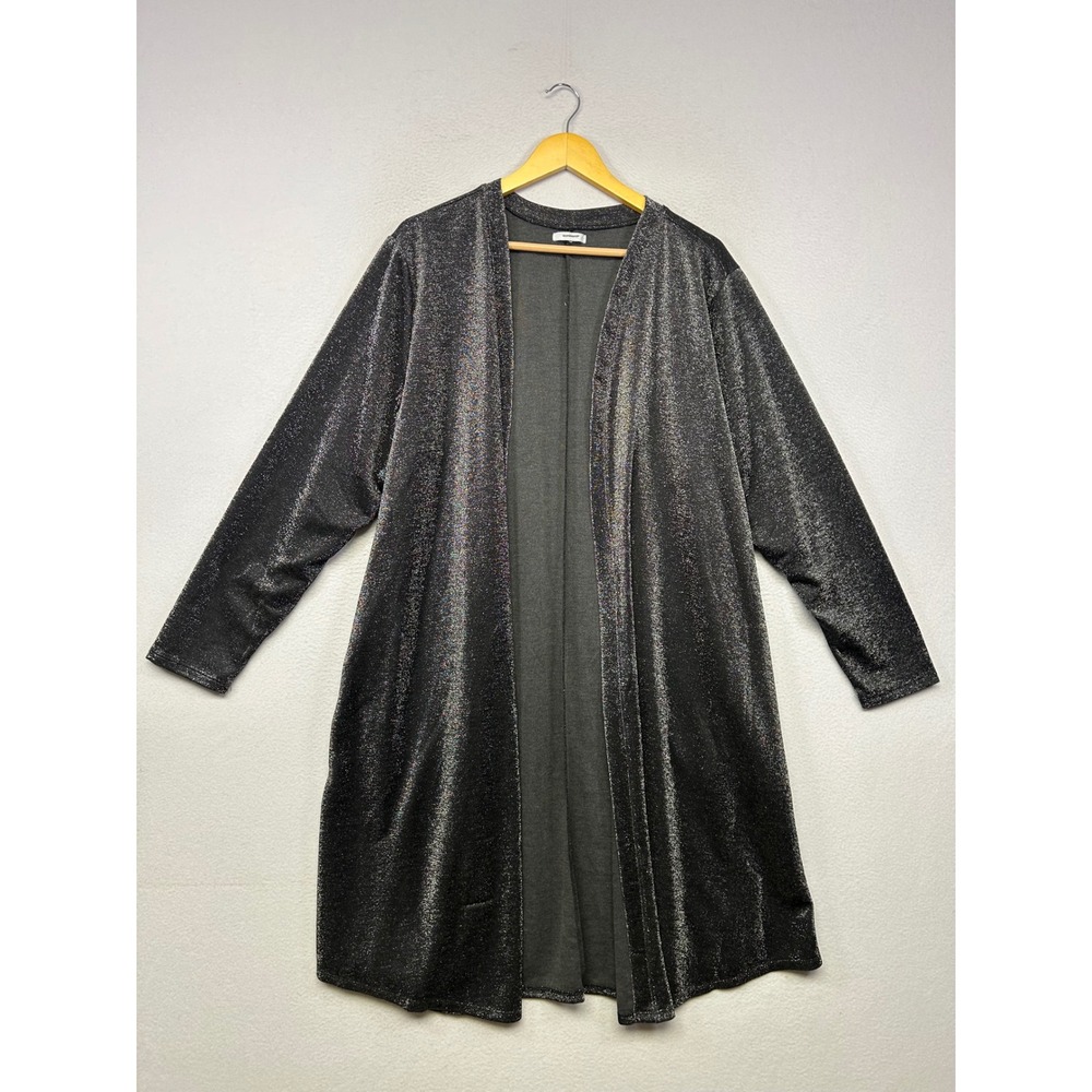 Sparkly Metallic Shimmer Maurices Womens Size Tag Missing Black Silver Cardigan